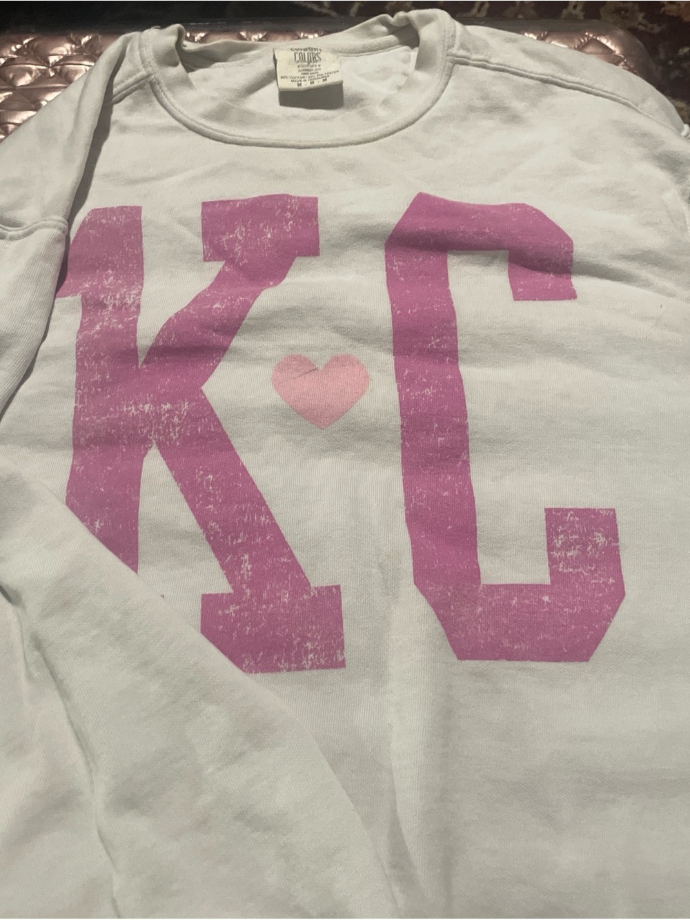 Converse White Kids Sweatshirt with Pink KC Graphic